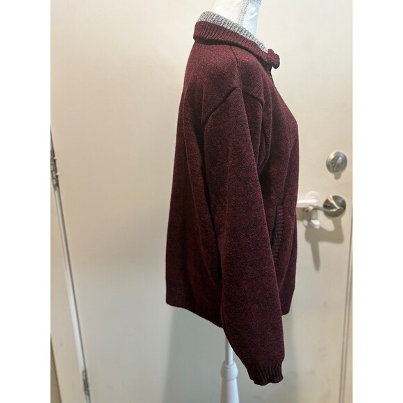 Yeokou Cashmere Blend Gray Lined Zippered Long Sleeve Sweater Jacket L - Picture 3 of 9